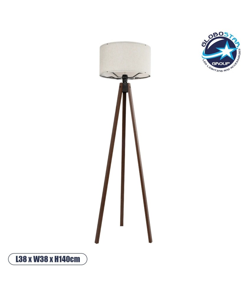 GLOBOSTAR® SAGA 204-0035 Μοντέρνο Επιδαπέδιο Φωτιστικό με Ντουί 1 x E27 AC 220-240V IP20 - Καφέ & Λευκό - Μ38 x Π38 x Υ140cm